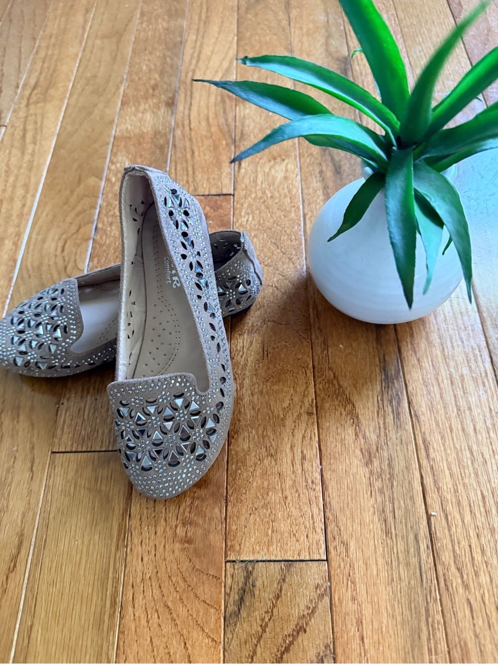 Gold-Taupe Girls Dress Flats - Picture 2 of 2